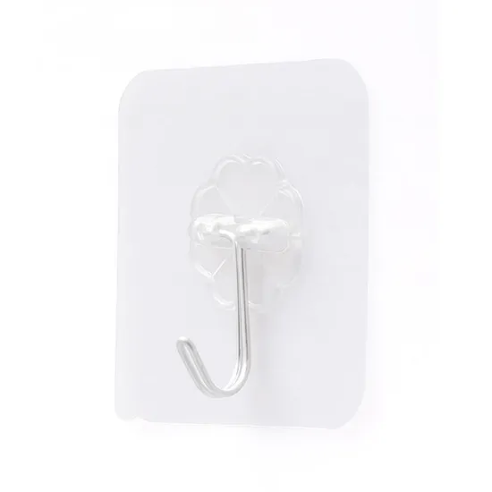 Oukali Factory Wholesale Cheap Traditional 6cm Thick Strong Plastic Transparent Wall Hooks for Bathroom and Kitchen